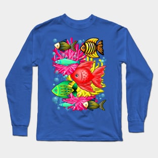 Fish Cute Colorful Doodles Long Sleeve T-Shirt